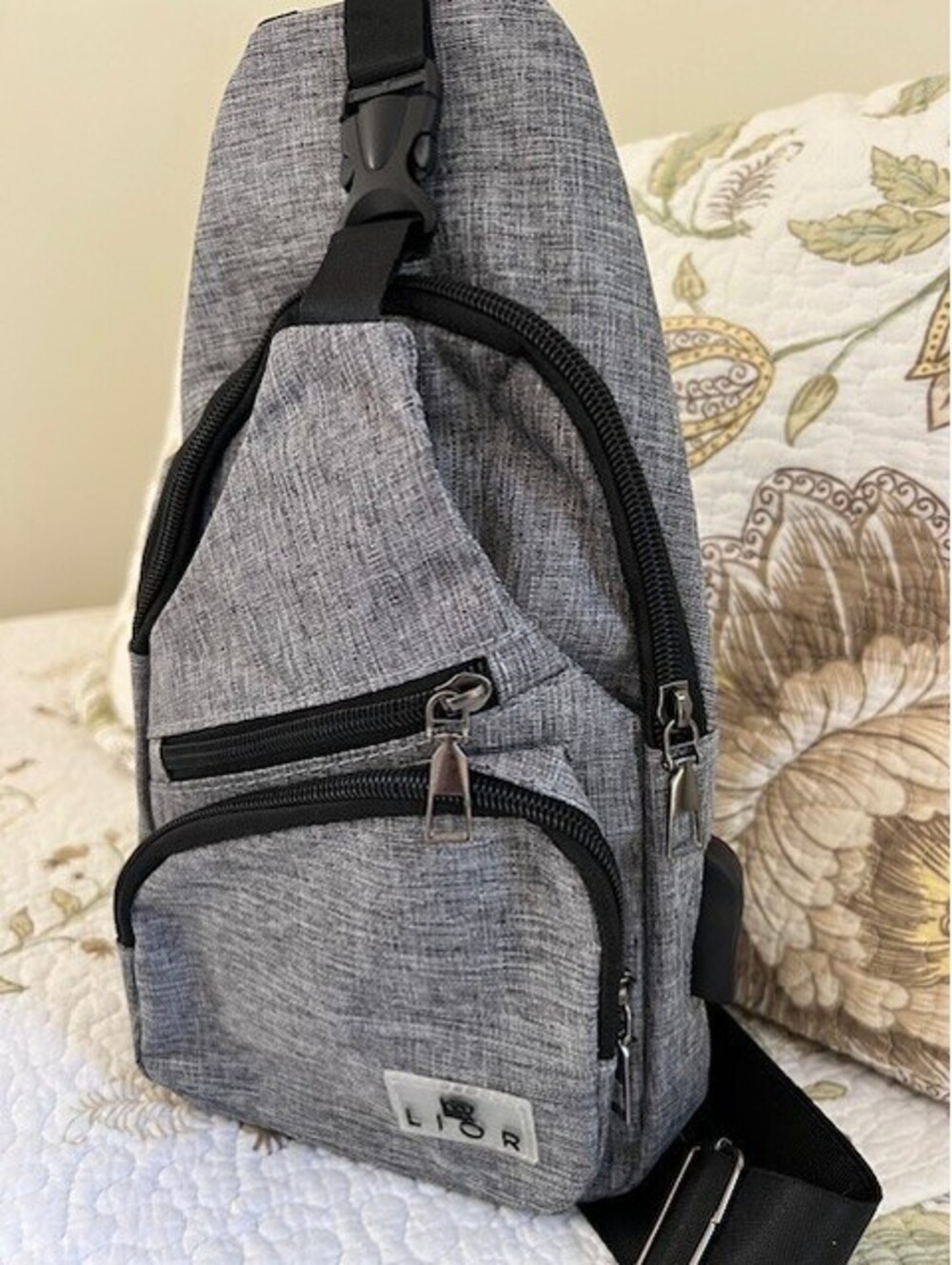 NEW - LIOR Gray Crossbody Bag w/USB Port